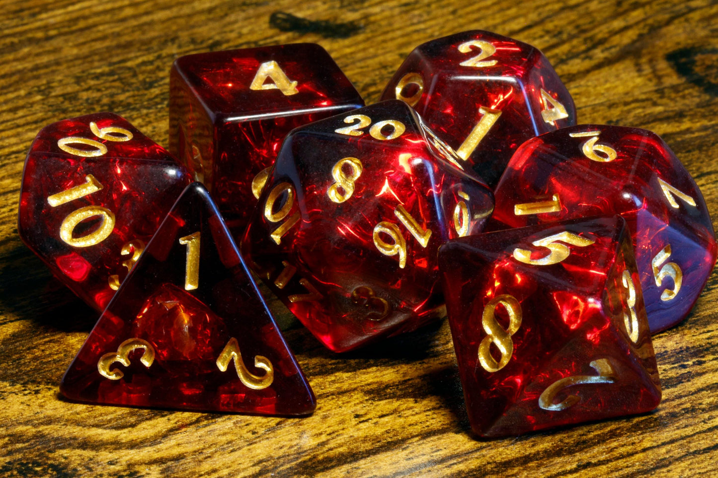 Ensemble de dés Opale Cerise