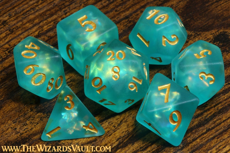 Leviathan's Soul Dice Set - Frosted Green with Holographic inclusions - The Wizard's Vault