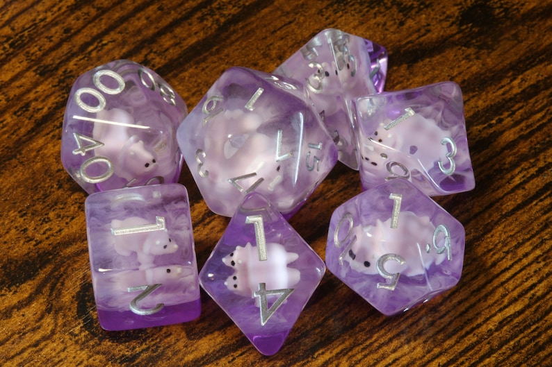 Pink Baby Triceratops dice set, Dinosaur dice - The Wizard's Vault