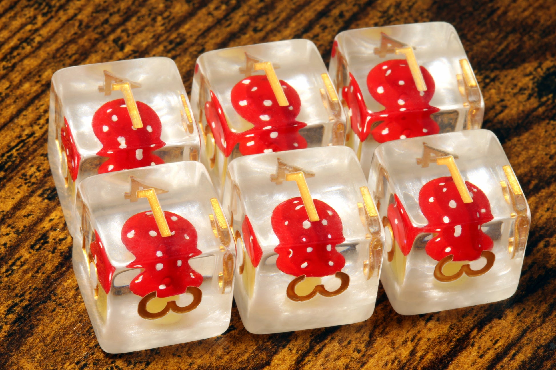 Red Mushrooms D6 dice - The Wizard's Vault