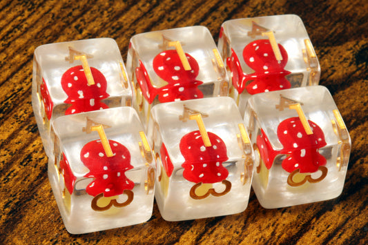 Red Mushrooms D6 dice - The Wizard's Vault