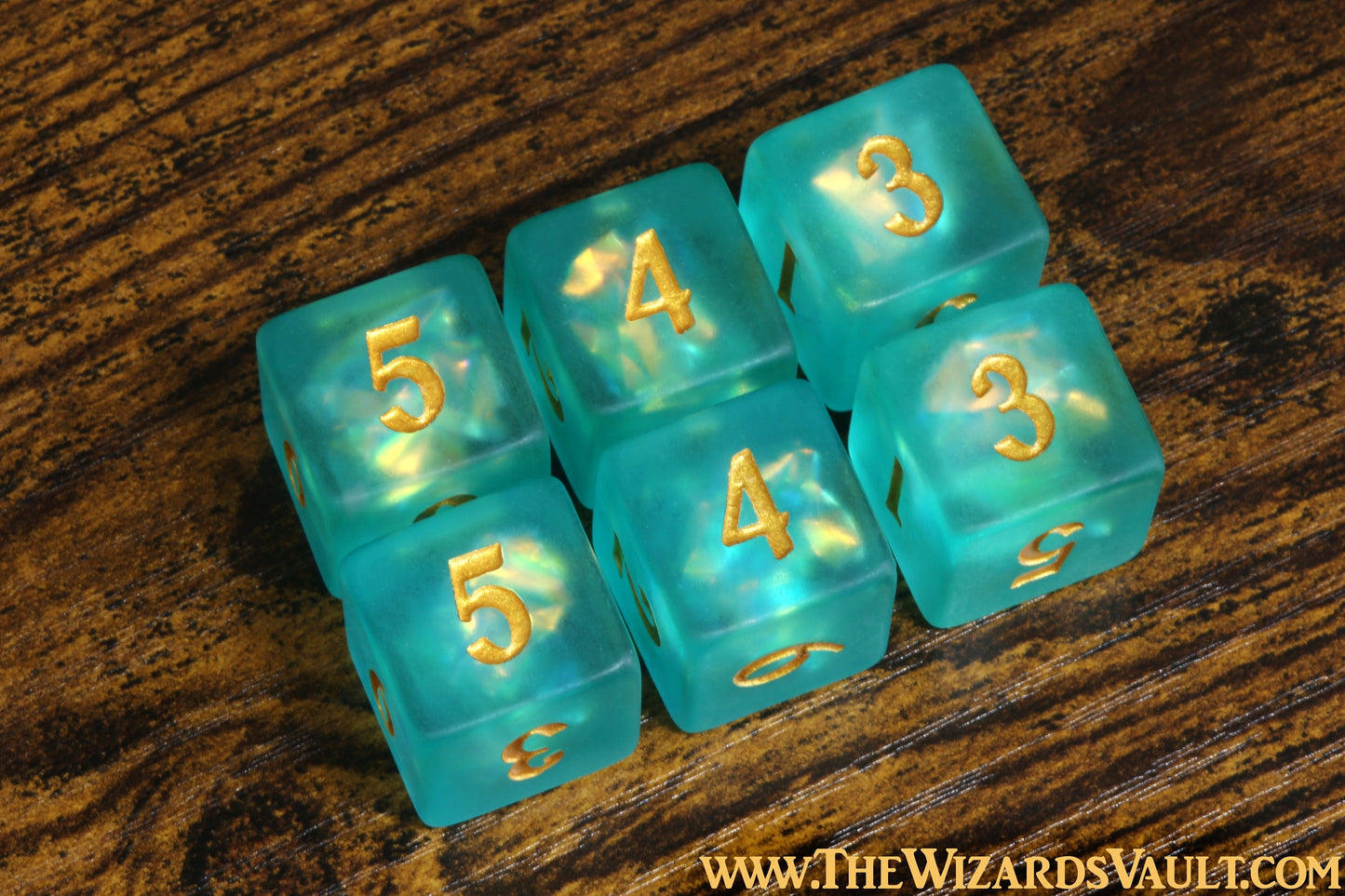 Dé D6 Âme du Léviathan – Inclusions holographiques vert turquoise, finition givrée