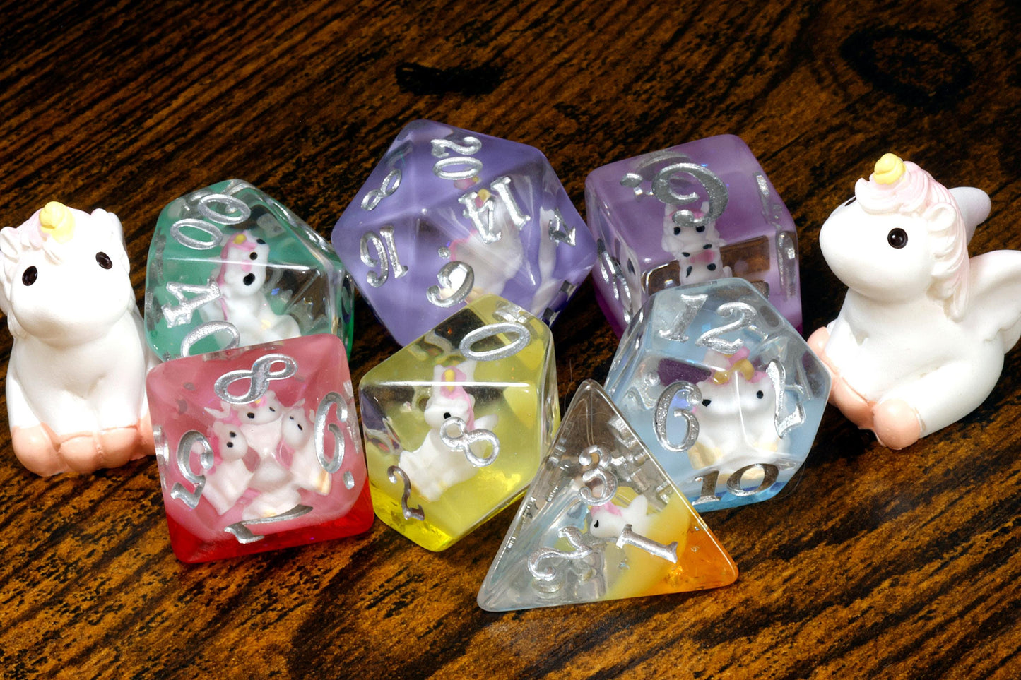 Ensemble de dés - Licorne multicolore