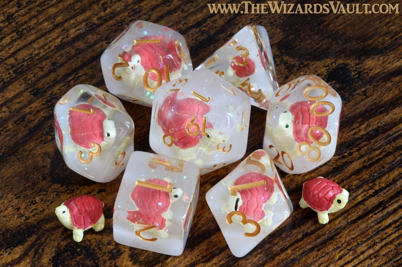 Red Turtle dice set - The Wizard's Vault