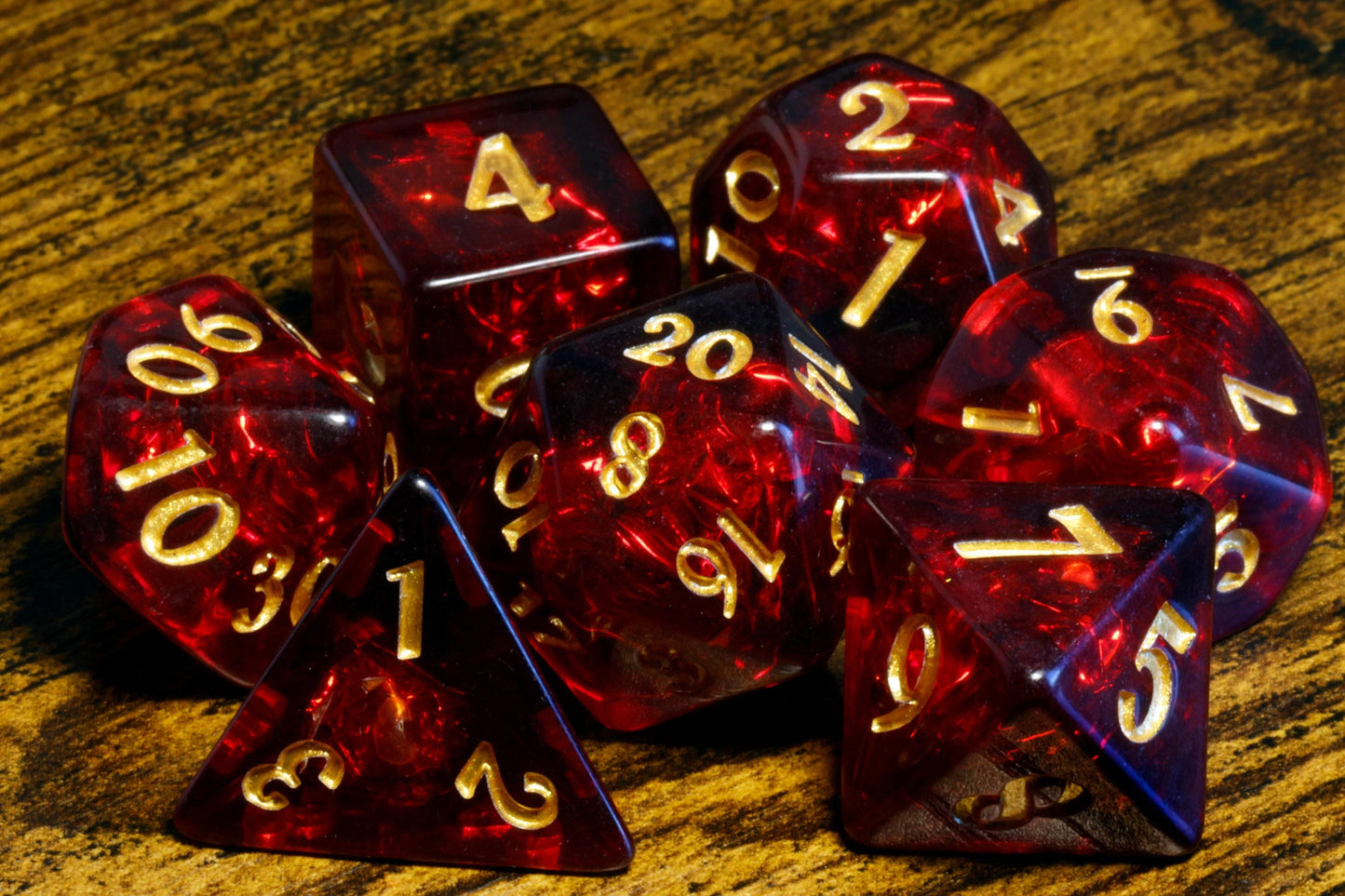Ensemble de dés Opale Cerise