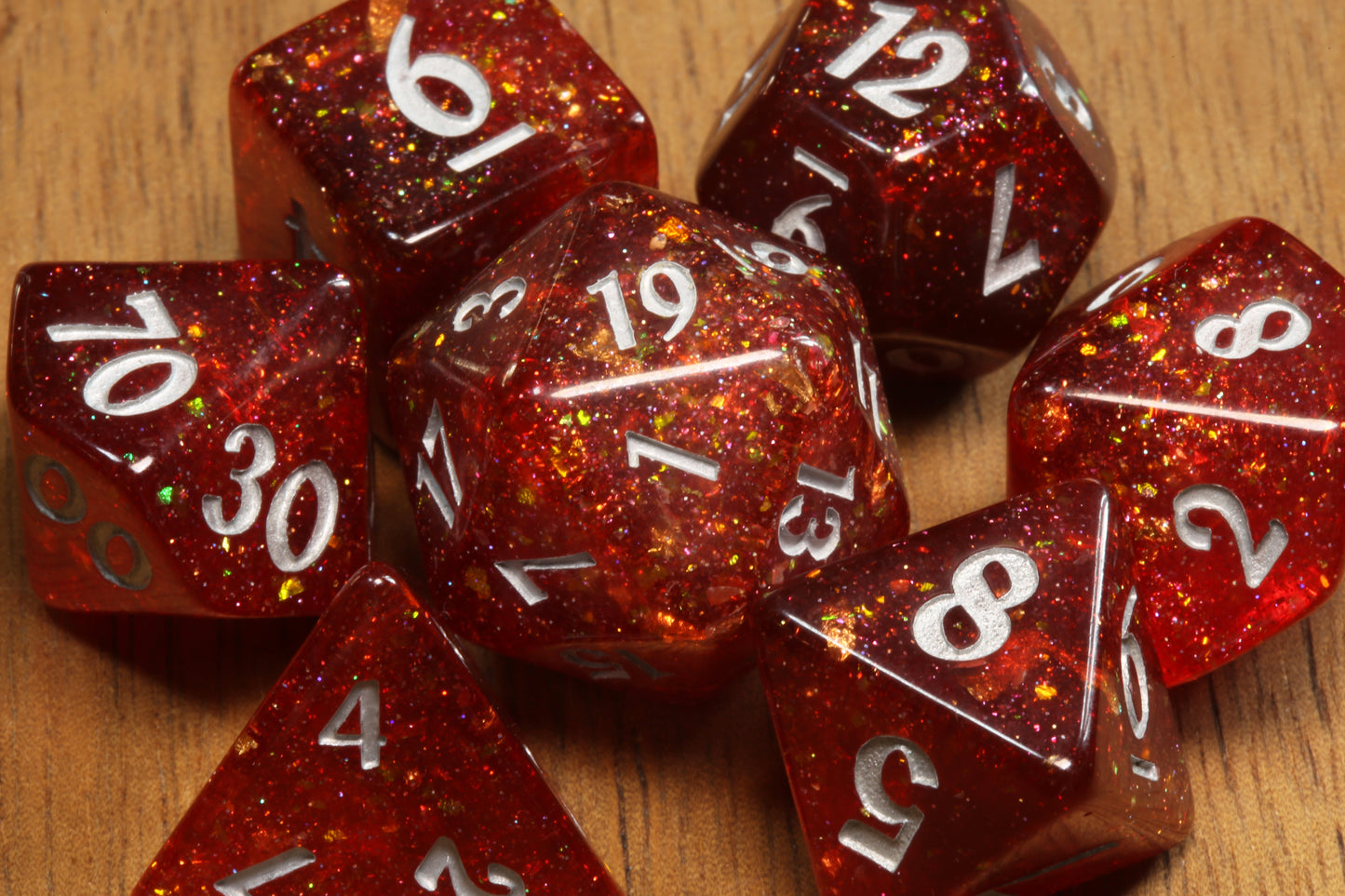 Galactic Magma - Fiery Red Holographic Dice Set - The Wizard's Vault