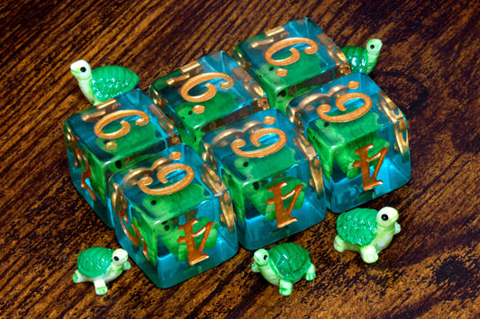 Ensemble de dés D6 - Tortues vertes