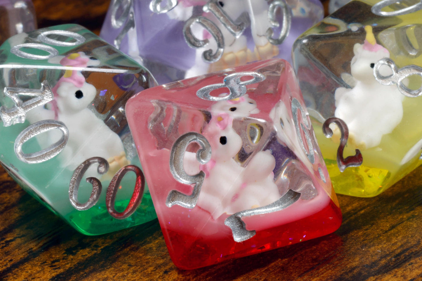 Ensemble de dés - Licorne multicolore