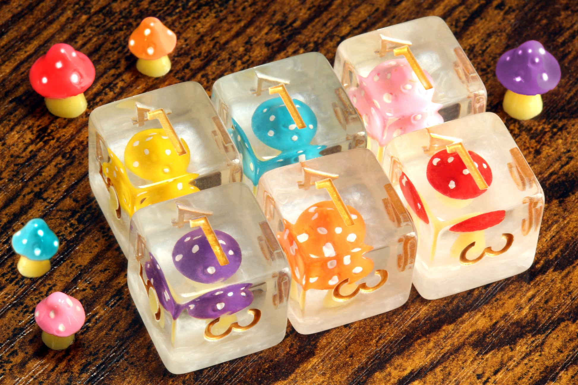 Rainbow Colorshrooms D6 dice - The Wizard's Vault