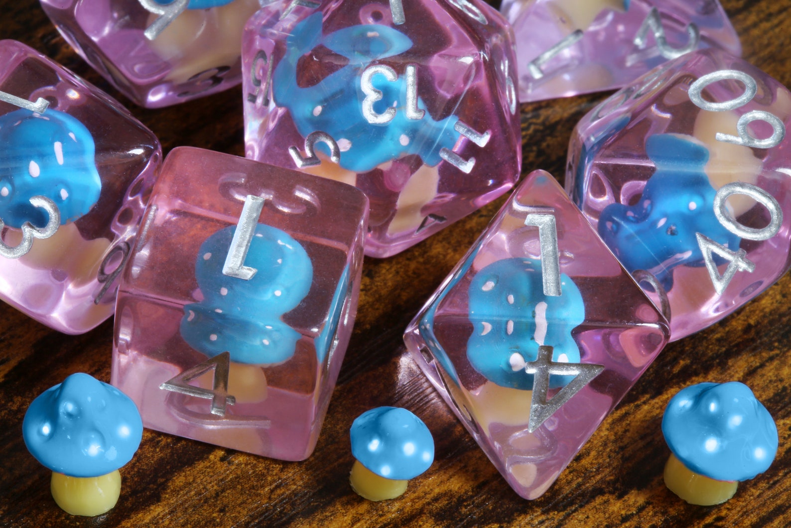 Blue Mushroom dice set - The Wizard's Vault