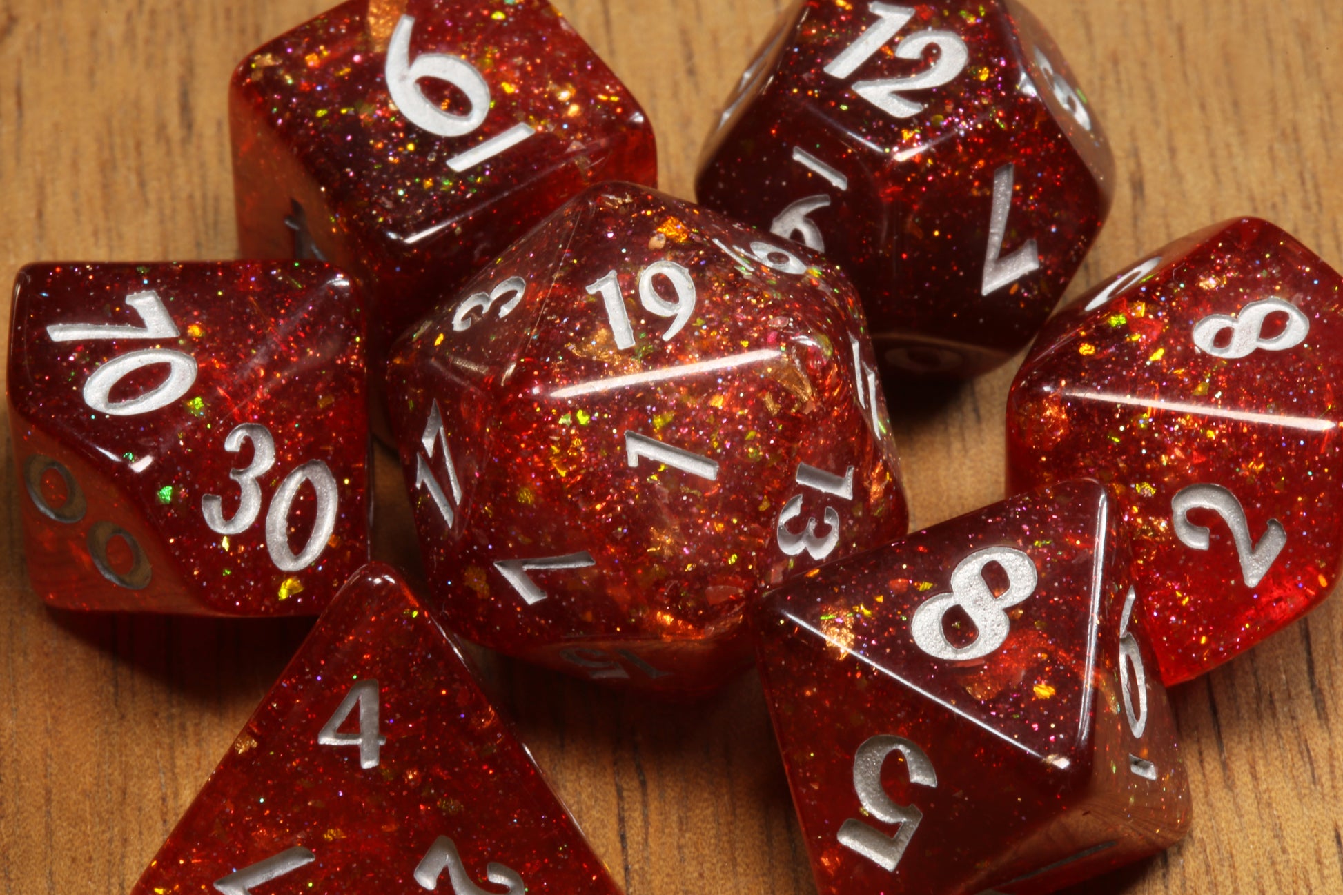 Galactic Magma - Fiery Red Holographic Dice Set - The Wizard's Vault